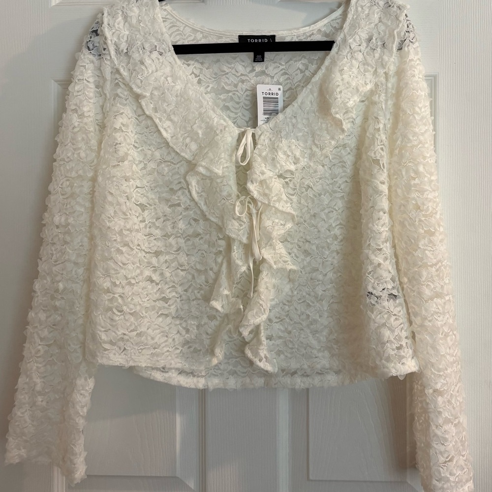 Torrid Ivory Lace Ruffle Blouse